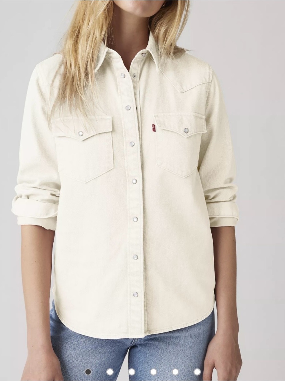 Levi's Ivory Western Pearl Snap Shirt Size Small